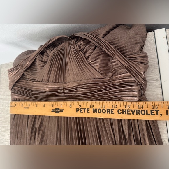 Antonio Melani Zaira Chiffon Evening Dress Metallic Empire Waist Pleats NWT 6 - Picture 9 of 13